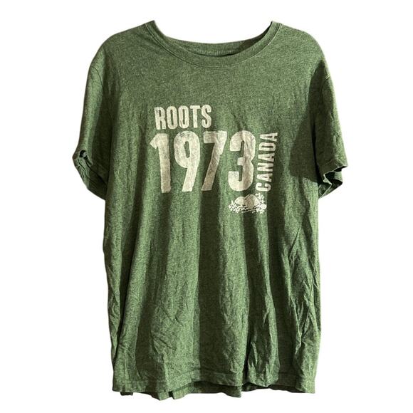 Roots Canada Men's Heather Green Logo T-Shirt Size Medium M Tee Shirt - Picture 1 of 6